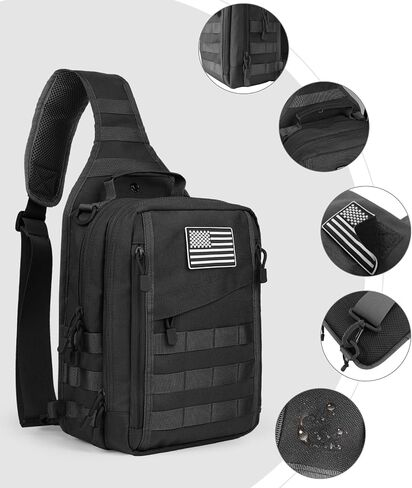 HAOMUK Tactical Sling Bag Backpack for Men with Pistol Holster Military Shoulder Crossbody Bag for Concealed Carry - Black in Saudi Arabia