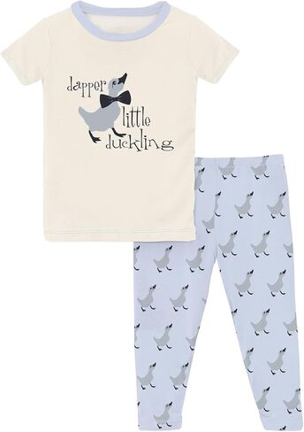KicKee Pants Graphic Tee Short Sleeve Pajama Set, Baby to Kid, Super Soft Bamboo Viscose Fitted Pajamas in Saudi Arabia
