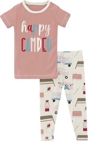 KicKee Pants Graphic Tee Short Sleeve Pajama Set, Baby to Kid, Super Soft Bamboo Viscose Fitted Pajamas in Saudi Arabia