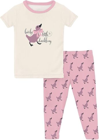 KicKee Pants Graphic Tee Short Sleeve Pajama Set, Baby to Kid, Super Soft Bamboo Viscose Fitted Pajamas in Saudi Arabia