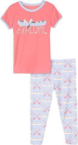 KicKee Pants Graphic Tee Short Sleeve Pajama Set, Baby to Kid, Super Soft Bamboo Viscose Fitted Pajamas in Saudi Arabia