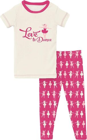 KicKee Pants Graphic Tee Short Sleeve Pajama Set, Baby to Kid, Super Soft Bamboo Viscose Fitted Pajamas in Saudi Arabia
