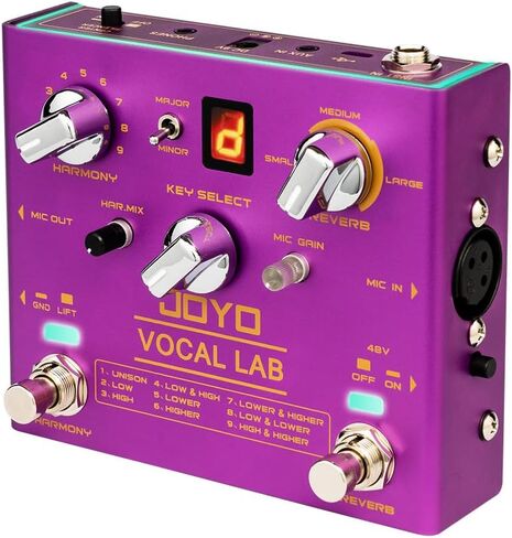 JOYO Vocal Harmony Pedal with 9 Vocal Harmony Effects, 12-Key, 3 Reverb Models for Singer and Guitarist Singing (Vocal Lab R-16) in Saudi Arabia