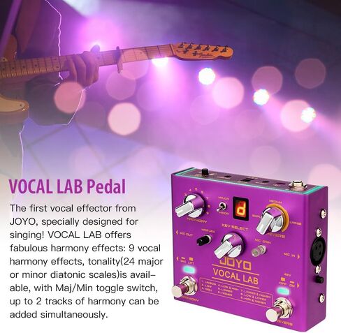 JOYO Vocal Harmony Pedal with 9 Vocal Harmony Effects, 12-Key, 3 Reverb Models for Singer and Guitarist Singing (Vocal Lab R-16) in Saudi Arabia