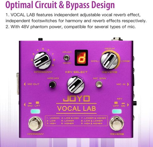 JOYO Vocal Harmony Pedal with 9 Vocal Harmony Effects, 12-Key, 3 Reverb Models for Singer and Guitarist Singing (Vocal Lab R-16) in Saudi Arabia