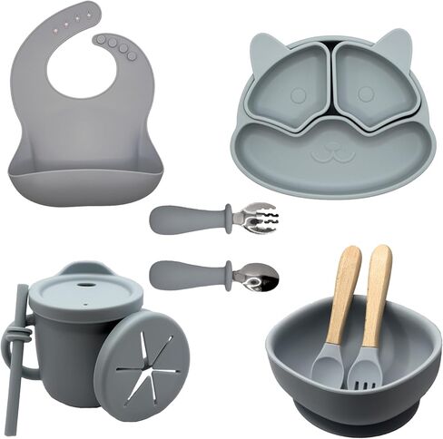 Toddler Plates - Baby Plates and Utensils Set - Baby Plates Set - Toddler dishes - Baby Suction Plates - Baby Silicone Plates - Toddler Plates and Bowls Set -Baby Plates and Bowls Set. (BLUE) in Saudi Arabia