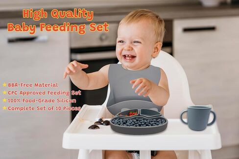 Toddler Plates - Baby Plates and Utensils Set - Baby Plates Set - Toddler dishes - Baby Suction Plates - Baby Silicone Plates - Toddler Plates and Bowls Set -Baby Plates and Bowls Set. (BLUE) in Saudi Arabia