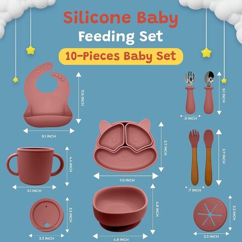Toddler Plates - Baby Plates and Utensils Set - Baby Plates Set - Toddler dishes - Baby Suction Plates - Baby Silicone Plates - Toddler Plates and Bowls Set -Baby Plates and Bowls Set. (BLUE) in Saudi Arabia