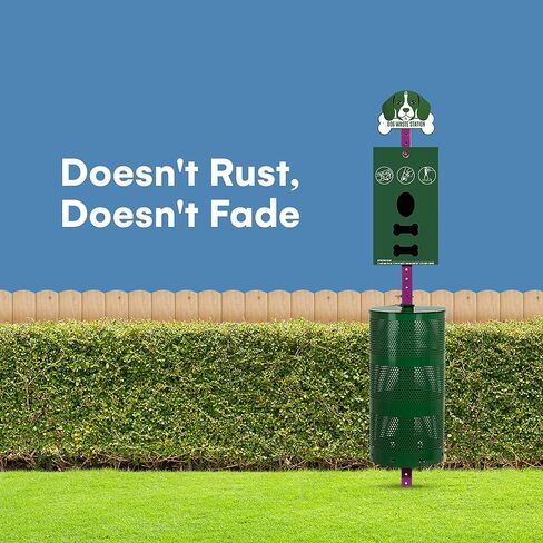محطة نفايات الكلاب flybold في الهواء الطلق - موزع أكياس البراز ومجموعة صناديق القمامة مع 400 كيس لفة، 200 كيس سحب، 50 بطانة للعلب - نظام التخلص من أكياس نفايات الحيوانات الأليفة للحدائق والممرات والخارجية - 13.19 بوصة × 25.98 بوصة in Kuwait