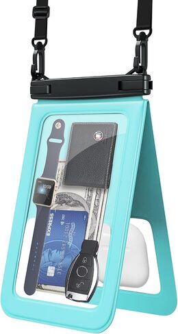 حقيبة هاتف كبيرة مقاومة للماء، مساحة مزدوجة [9.8"، IPX8,2 Pack] حافظة هاتف مقاومة للماء مع حبل قابل للتعديل للهاتف الجاف وحقيبتين لهاتف iPhone 14 13 12 Pro Max Galaxy S22 21 20 Plus (أسود/أخضر) in Saudi Arabia