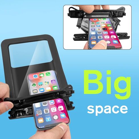 حقيبة هاتف كبيرة مقاومة للماء، مساحة مزدوجة [9.8"، IPX8,2 Pack] حافظة هاتف مقاومة للماء مع حبل قابل للتعديل للهاتف الجاف وحقيبتين لهاتف iPhone 14 13 12 Pro Max Galaxy S22 21 20 Plus (أسود/أخضر) in Saudi Arabia
