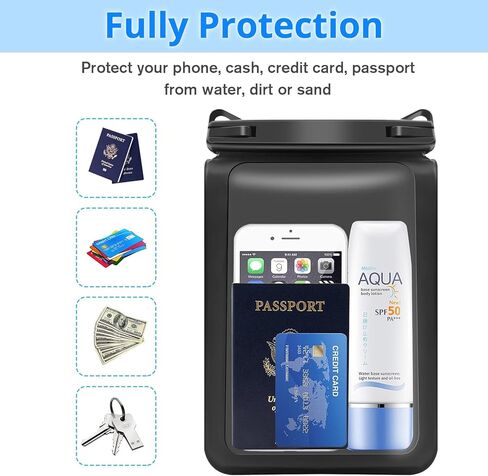 حقيبة هاتف كبيرة مقاومة للماء، مساحة مزدوجة [9.8"، IPX8,2 Pack] حافظة هاتف مقاومة للماء مع حبل قابل للتعديل للهاتف الجاف وحقيبتين لهاتف iPhone 14 13 12 Pro Max Galaxy S22 21 20 Plus (أسود/أخضر) in Saudi Arabia