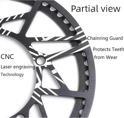 PROWHEEL Universal Bike Chainring,52T/54T/56T/58T/60T BCD 130mm CNC Laser Engraving Bike Chainring with Chain Guard for 6 to 12 Speed MTB,EBike,Road Bike,City Bike,Folding Bike,Cargo in Saudi Arabia