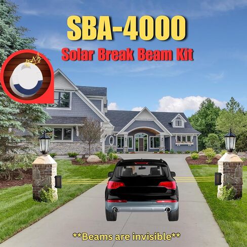 نظام إنذار Dakota Alert Smart Solar Break Beam 4000 الإلكتروني - مستشعر أمان لاسلكي في الهواء الطلق، جهاز استقبال ذكي واي فاي مع تنبيهات للهواتف الذكية، نطاق ميل واحد in Saudi Arabia