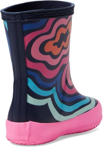 حذاء Hunter Girls Original First Classic Wave Print Boot (طفل صغير/طفل كبير) مطر، أزرق مموج، 7 ضيق in Saudi Arabia