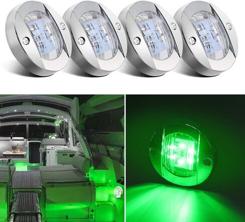 ضوء القارب Obcursco LED، ضوء داخلي للقارب LED 12 فولت لسطح القارب، ضوء LED للتركيب على القارب، ضوء LED للقارب. مثالية للصيد ليلاً (4 قطع، أخضر) in Kuwait