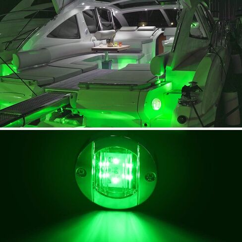 ضوء القارب Obcursco LED، ضوء داخلي للقارب LED 12 فولت لسطح القارب، ضوء LED للتركيب على القارب، ضوء LED للقارب. مثالية للصيد ليلاً (4 قطع، أخضر) in Kuwait