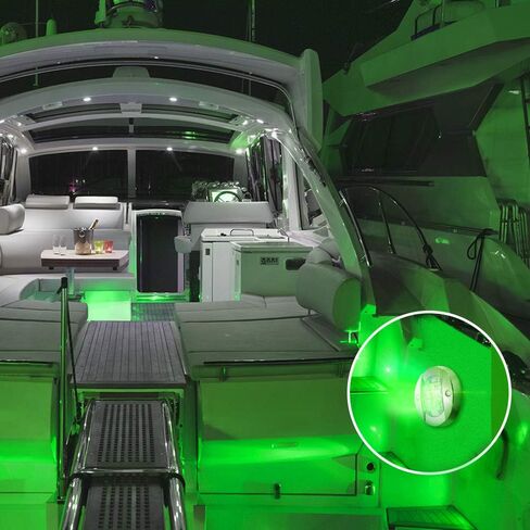 ضوء القارب Obcursco LED، ضوء داخلي للقارب LED 12 فولت لسطح القارب، ضوء LED للتركيب على القارب، ضوء LED للقارب. مثالية للصيد ليلاً (4 قطع، أخضر) in Kuwait