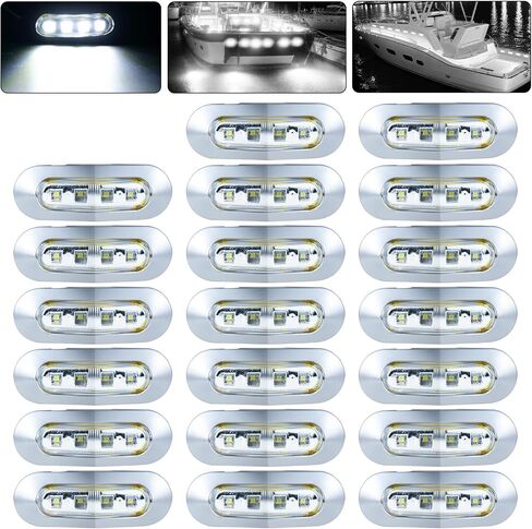 20Pack 3.7 Inch 4 LED Marine Boat Interior Lights, DC12-24V Waterproof Courtesy Lamp Deck Transom Stern Cabin Navigation Lighting for Fishing Pontoon Yacht Kayak Sailboat - White in Saudi Arabia