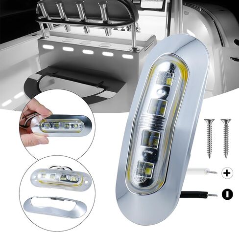 20Pack 3.7 Inch 4 LED Marine Boat Interior Lights, DC12-24V Waterproof Courtesy Lamp Deck Transom Stern Cabin Navigation Lighting for Fishing Pontoon Yacht Kayak Sailboat - White in Saudi Arabia