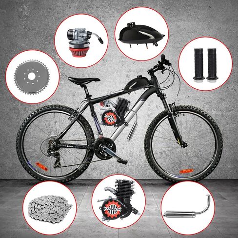 100cc Bicycle Engine Kit 2 Stroke Motorized Bike Motor Kit for 26" 28" Bicycles Petrol Gas Powered Bicycle Motor Kit Upgrade with Digital Speedometer in Saudi Arabia