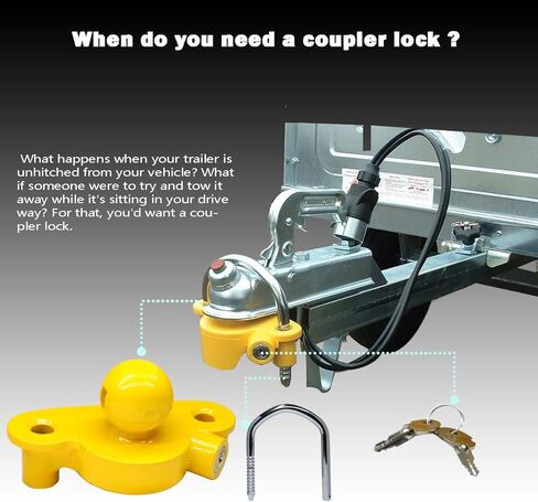 قفل مقرنة عالمي، قفل أمان عالمي لوصلة المقطورة، أمان تخزين قابل للتعديل، فولاذ عالي التحمل يناسب 1-⅞ بوصة، 2 بوصة، و2-5/16 بوصة يستبدل #72783 in Kuwait