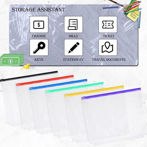 Zonon 30 Pcs Binder Pockets 3 Holes Zipper Binder Pouch Letter Size Zippered Pouches Clear PVC 3 Ring Binder Bag Folders Filing Bags in Saudi Arabia