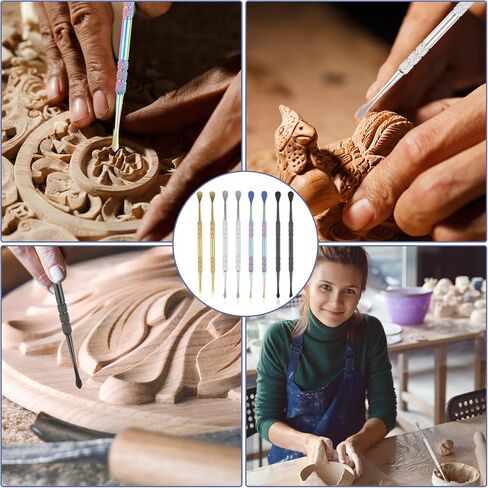 8 Pcs Wax Tool Wax Carving Tool 4.6 Inch Wax Carving Kit Wax Carving Engraving Spoon Set Double-Headed Stainless Steel Tool Kit Wax Molding Sculpting for Wax Making in Saudi Arabia