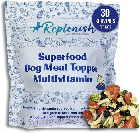 Superfood Dog Meal Topper Multivitamin - Freeze Dried Fruits and Vegetables, Nutritional & Digestion Support, Created by a Veterinarian, Made in The USA, 30 Servings in Saudi Arabia