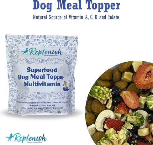 Superfood Dog Meal Topper Multivitamin - Freeze Dried Fruits and Vegetables, Nutritional & Digestion Support, Created by a Veterinarian, Made in The USA, 30 Servings in Saudi Arabia