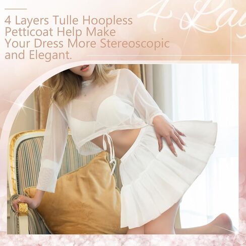 Tulle Petticoat Wedding Skirt for Women Girl White Petticoat Crinoline Hoopless Underskirt Bridal Dress in Saudi Arabia