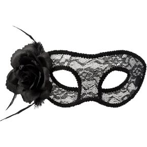 Adults Black Lace Masquerade Eyemask with Flower Halloween Fancy Dress Accessory in Saudi Arabia
