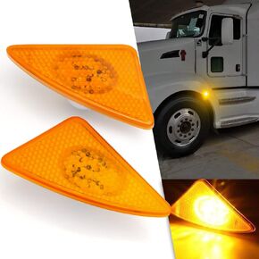 Xotic Tech 2PCS Side Side Marker LED مصباح مصباح LED متوافق مع Kenworth T660 T170 T270 T370 Semi-Trucks 2008-2017 ، 3000K Amber 12-SMD (الجزء # P54-1085-L P54-1085-R) in Saudi Arabia