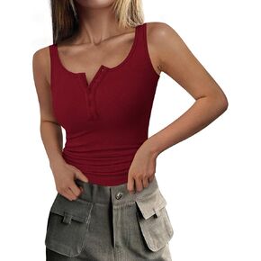 PRETTYGARDEN Womens 2025 Summer Tank Tops Ribbed Knit Slim Fit Sleeveless Henley Shirts Casual Basic Button Up Blouse in Saudi Arabia