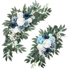2 Packs Wedding Arch Flowers, 28"/20" Blue Artificial Flower Swag for Wedding Welcome Signs Ceremony, Reception, Floral Arch Arrangement, Backdrop Decoration in Kuwait
