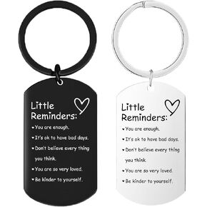 2 Pcs Little Reminders keychains for women Men Gifts Uplifting Mental Health confirmation You Are Enough Keyring Black & Silver in Saudi Arabia