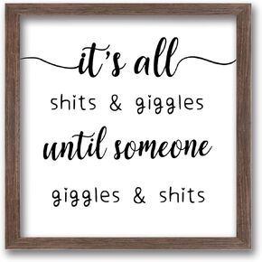 FINGERINSPIRE It's All Shits Art Sign Solid Wood Bathroom Sign with Arylic Layer 7x7 Inch Funny Bathroom Wall Art Large Hangable Wooden Frame for Bathroom Decor in Saudi Arabia