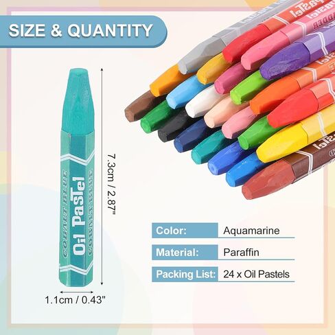 PATIKIL Black Oil Pastels, 24Pcs Soft Oil Crayons Vibrant and Creamy Pastels Stick Art Supplies for Art Painting Drawing Blending Graffiti for Artists Beginners in Saudi Arabia