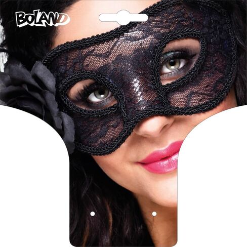 Adults Black Lace Masquerade Eyemask with Flower Halloween Fancy Dress Accessory in Saudi Arabia