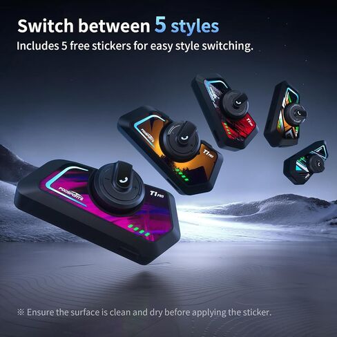 Fodsports T1 PRO Motorcycle Intercom V5.4 with Music Sharing, One-Click Switching for 4 Functional Modes, 6-Way Motorcycle Helmet Headset, FM/5 Stickers/Noise Cancellation/Stereo Music, 2 Pack in Kuwait