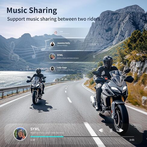 Fodsports T1 PRO Motorcycle Intercom V5.4 with Music Sharing, One-Click Switching for 4 Functional Modes, 6-Way Motorcycle Helmet Headset, FM/5 Stickers/Noise Cancellation/Stereo Music, 2 Pack in Kuwait