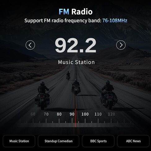 Fodsports T1 PRO Motorcycle Intercom V5.4 with Music Sharing, One-Click Switching for 4 Functional Modes, 6-Way Motorcycle Helmet Headset, FM/5 Stickers/Noise Cancellation/Stereo Music, 2 Pack in Kuwait
