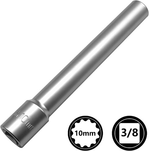 12pcs Extra Deep Socket Set Metric 12 Point 3/8" and 1/2" Drive Extra Long Socket 8mm 10mm 12mm 13mm 14mm 15mm 16mm 17mm 18mm 19mm With 1/2" 3/8" Adapter in Saudi Arabia