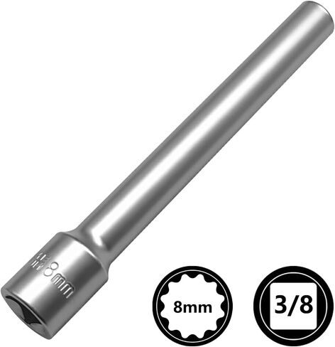 12pcs Extra Deep Socket Set Metric 12 Point 3/8" and 1/2" Drive Extra Long Socket 8mm 10mm 12mm 13mm 14mm 15mm 16mm 17mm 18mm 19mm With 1/2" 3/8" Adapter in Saudi Arabia