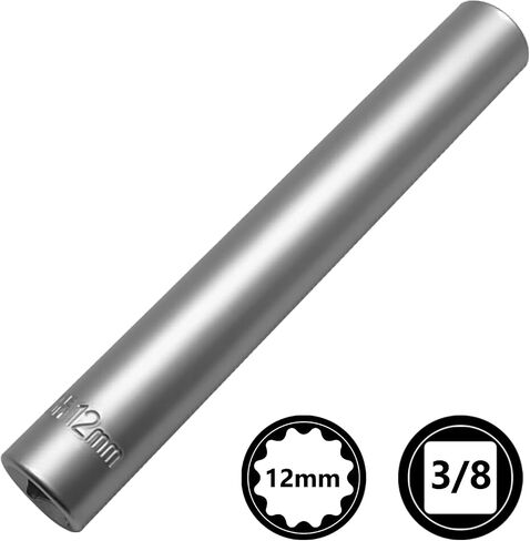 12pcs Extra Deep Socket Set Metric 12 Point 3/8" and 1/2" Drive Extra Long Socket 8mm 10mm 12mm 13mm 14mm 15mm 16mm 17mm 18mm 19mm With 1/2" 3/8" Adapter in Saudi Arabia