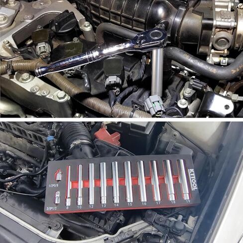 12pcs Extra Deep Socket Set Metric 12 Point 3/8" and 1/2" Drive Extra Long Socket 8mm 10mm 12mm 13mm 14mm 15mm 16mm 17mm 18mm 19mm With 1/2" 3/8" Adapter in Saudi Arabia