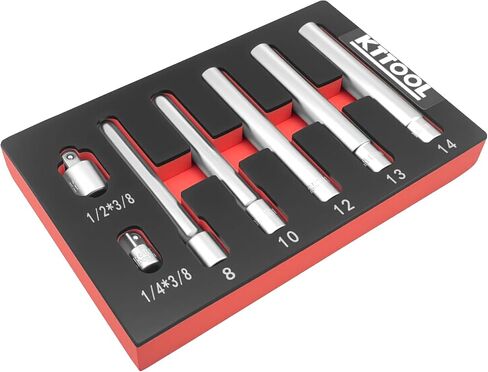 12pcs Extra Deep Socket Set Metric 12 Point 3/8" and 1/2" Drive Extra Long Socket 8mm 10mm 12mm 13mm 14mm 15mm 16mm 17mm 18mm 19mm With 1/2" 3/8" Adapter in Saudi Arabia
