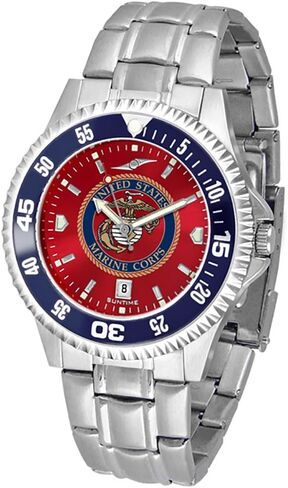 Suntime Men's US Marines Compontitor Watch - شريط فولاذي مقاوم للصدأ 20 مم ، واتصل ملون وإطار in Saudi Arabia