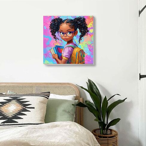 Ginfonr Framed Paint by Numbers Kit for Adults, African Women Acrylic Painting on Canvas, African Oil Painting for Beginner with Brushes, Adults Paint-by-Number for Home Wall Decor (8x8inch) in Saudi Arabia