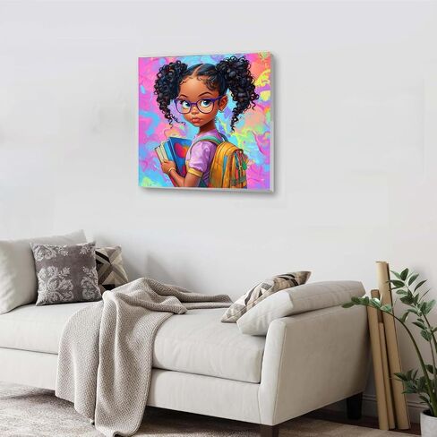 Ginfonr Framed Paint by Numbers Kit for Adults, African Women Acrylic Painting on Canvas, African Oil Painting for Beginner with Brushes, Adults Paint-by-Number for Home Wall Decor (8x8inch) in Saudi Arabia